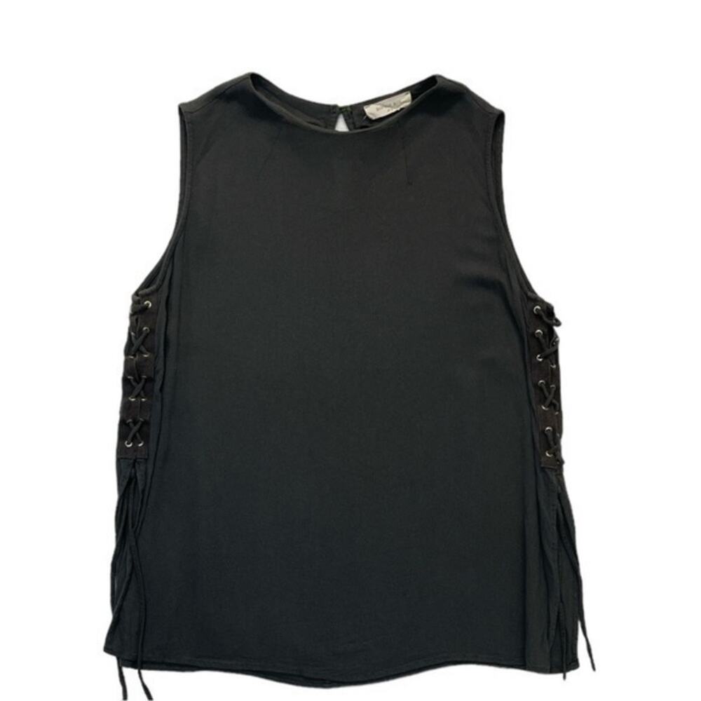 Sophie Rue Lace Up Side Tank Top Womens Small Charcoal Gray Sleeveless Blouse